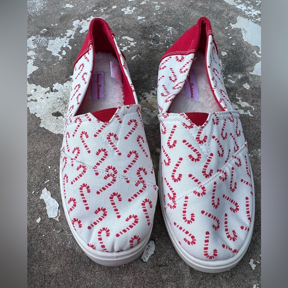 Tommy Bahama Red White Candy Cane Slip On Comfort Sneakers Womens 7